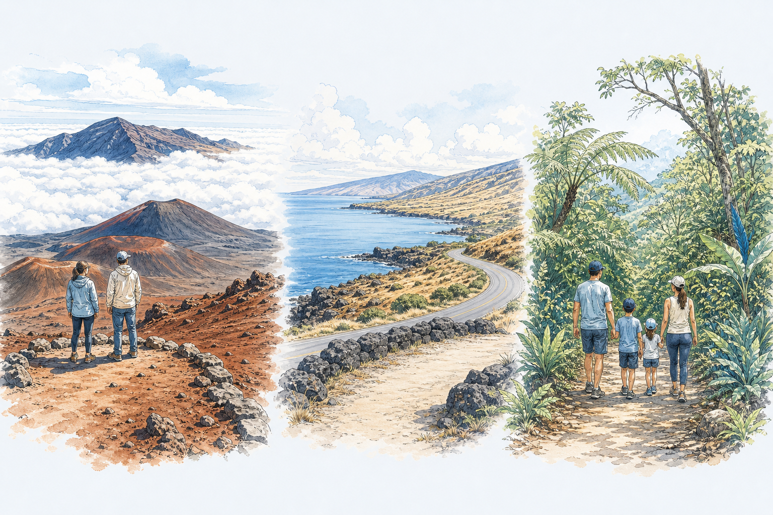 Things to Do in Maui in February: Ocean Adventures and Seasonal Tips 4 Maui February land adventure options comparing Haleakalā, coastal scenery, and forest trails